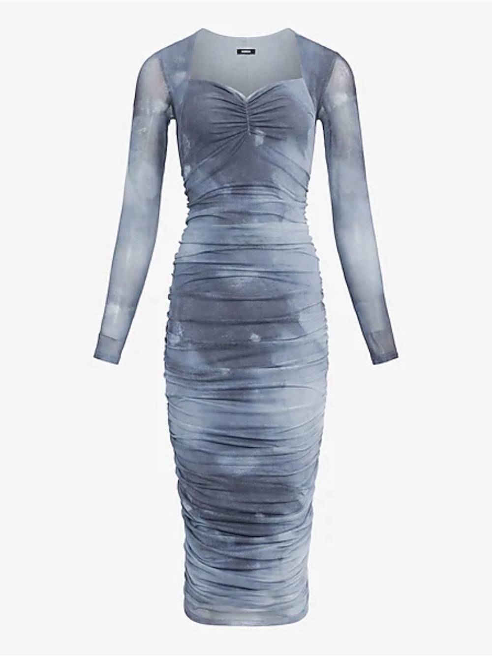 NWT Express sweetheart neckline ruched long sleeve midi dress XL